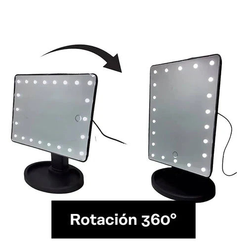 Espejo De Tocador Rotativo 360° Con Luces LED